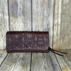 Alex and Ani Made in the USA Brown Western Embossed Leather Wallet